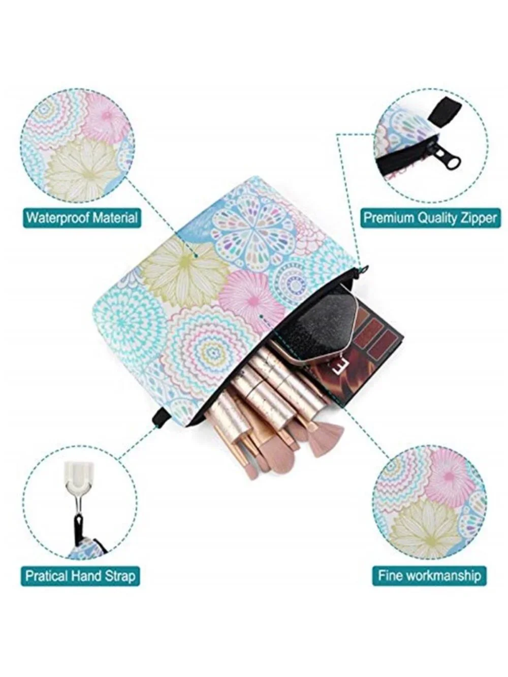 Makeup Bag 3 Styles Portable Travel Cosmetic Bag for Women Flower